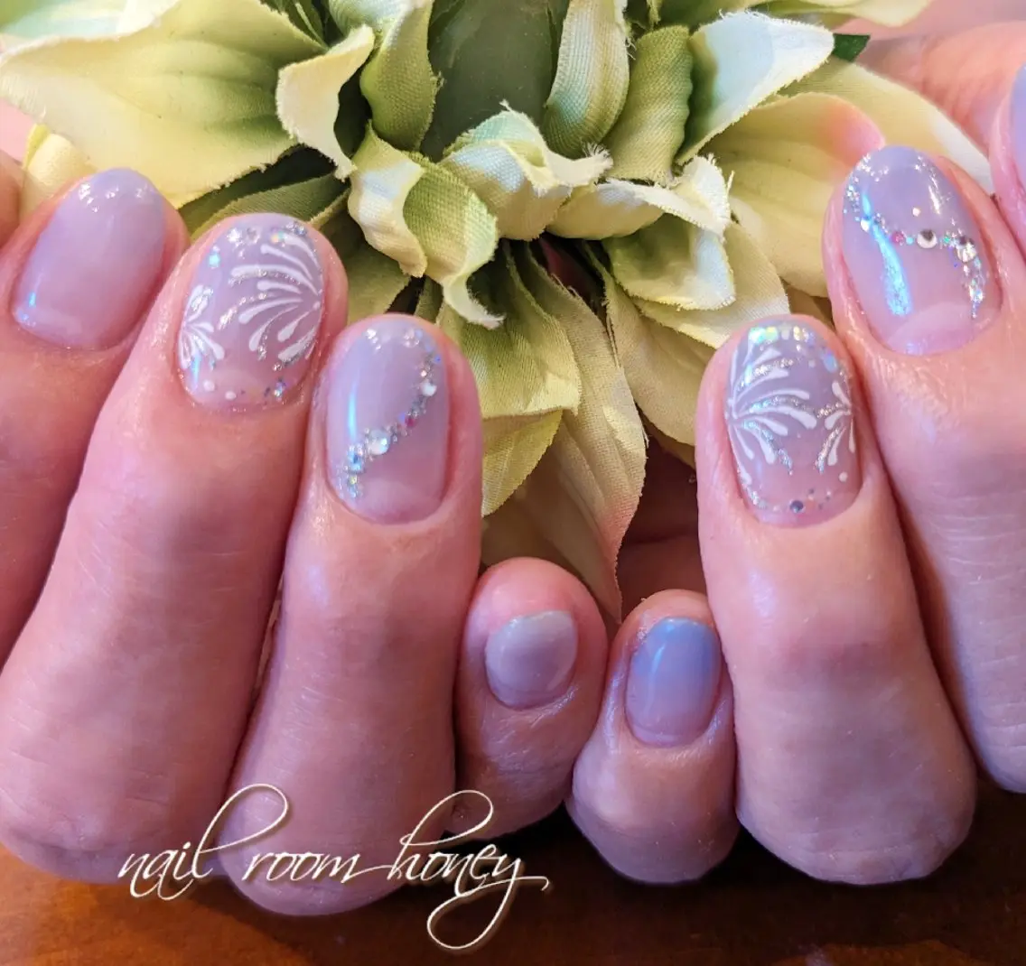 ネイル アートネイル パープル シンプルネイル ハンドネイル nail room honeyのネイルデザイン