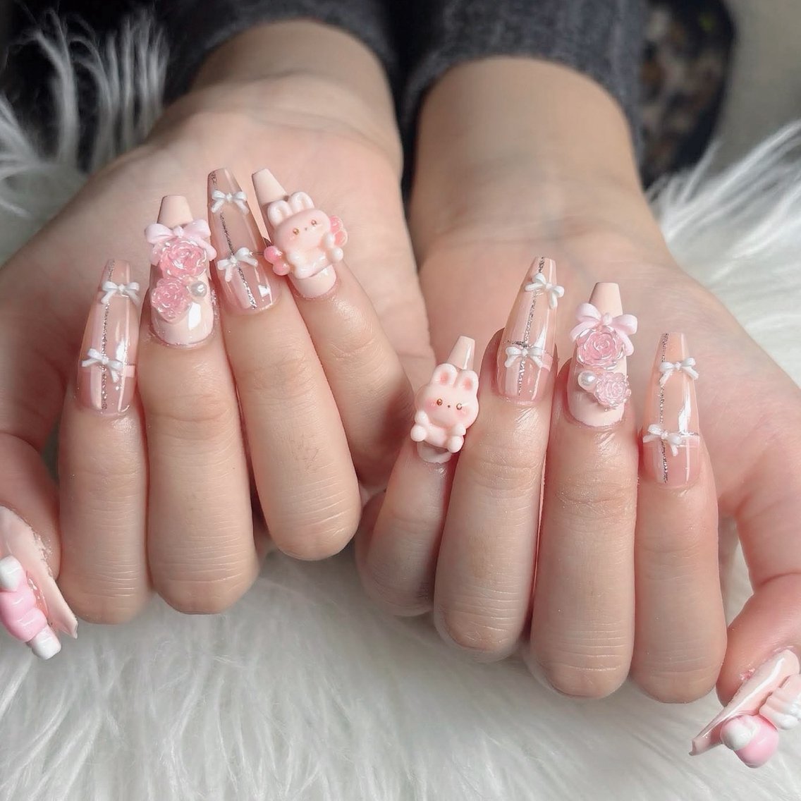 ネイル フットネイル フレンチネイル グラデーション 韓国ネイル ロングネイル ハンドネイル Hani Nail Salonのネイルデザイン