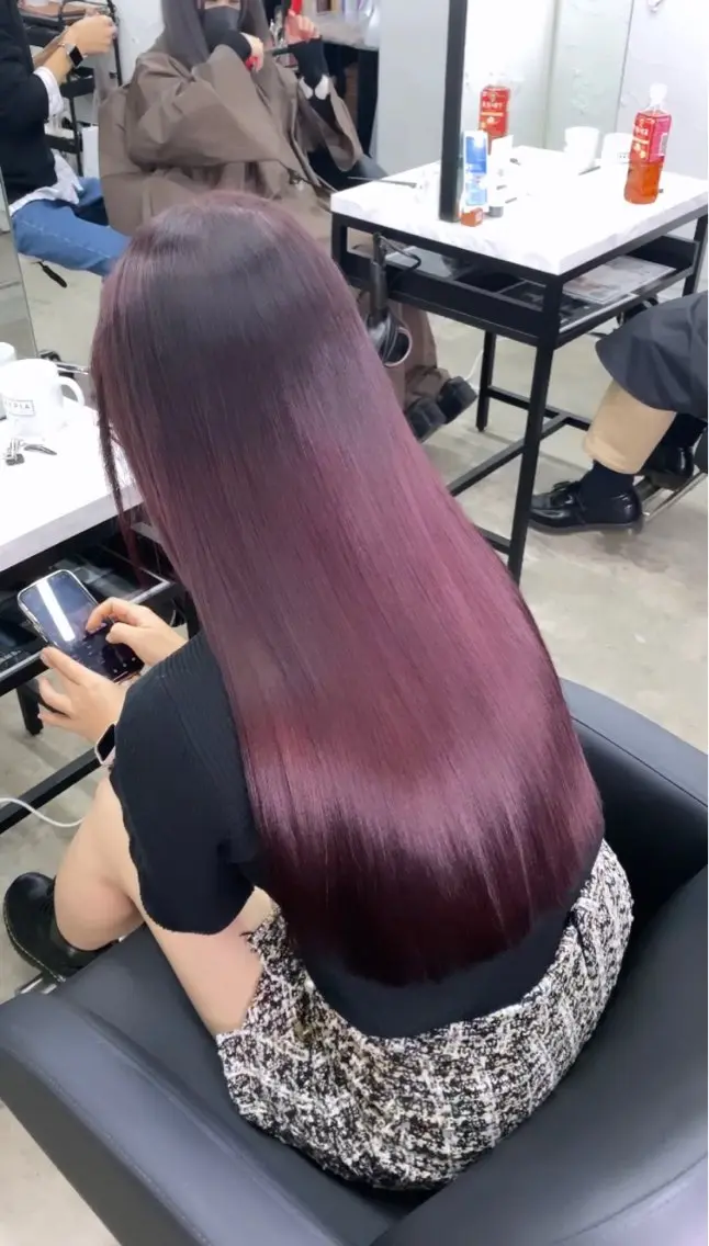 ロング カラー カシス ラベンダーカラー 髪質改善 トリートメント 艶ハイトーン特化 tatsuのヘアスタイル