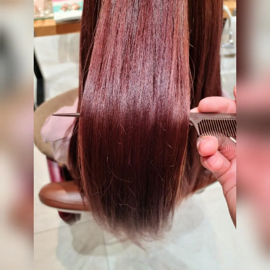 ロング カラー 透明感カラー オレンジ ピンクカラー バイオレットカラー 田中 孝征のヘアスタイル