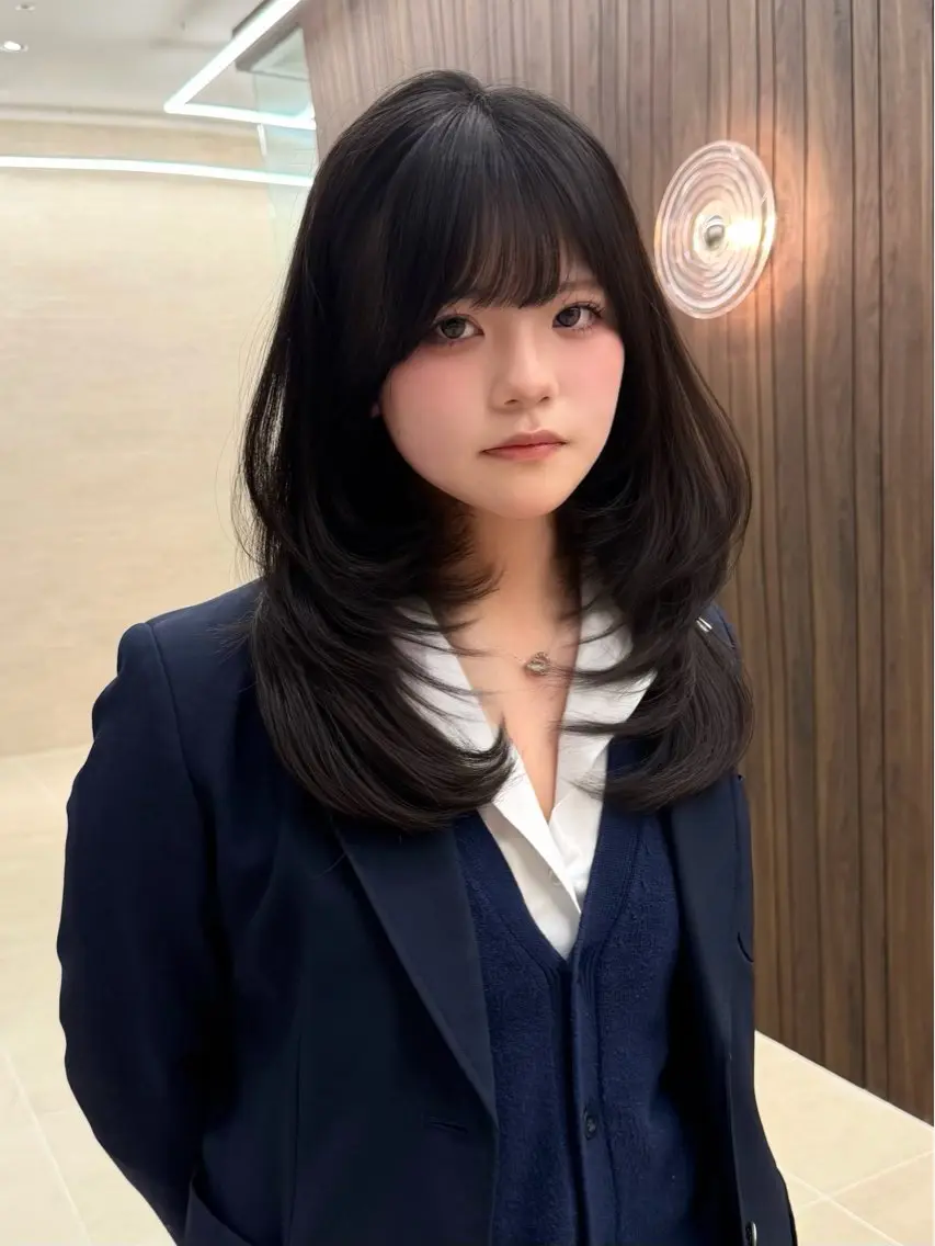 ミディアム カット ヘアカラー 縮毛矯正 PULSE ASAHIのヘアスタイル