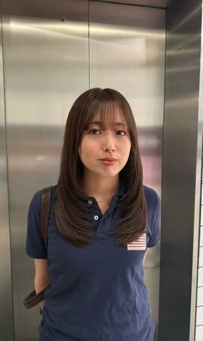 ミディアム カット ヘアカラー トリートメント 髪質改善×ブリーチ なしカラー/桃愛のヘアスタイル