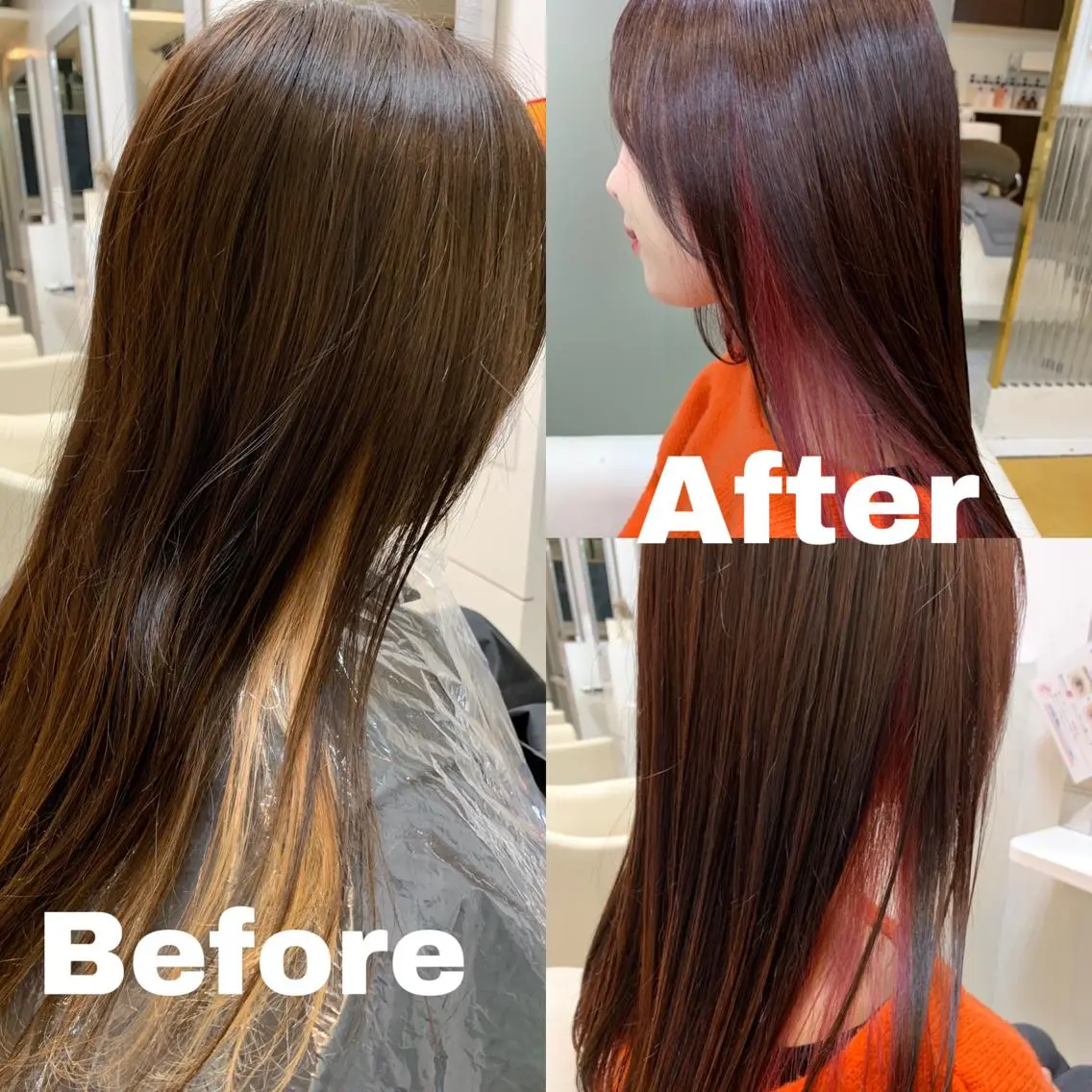 セミロング カラー インナーカラー 柳川 玲也のヘアスタイル