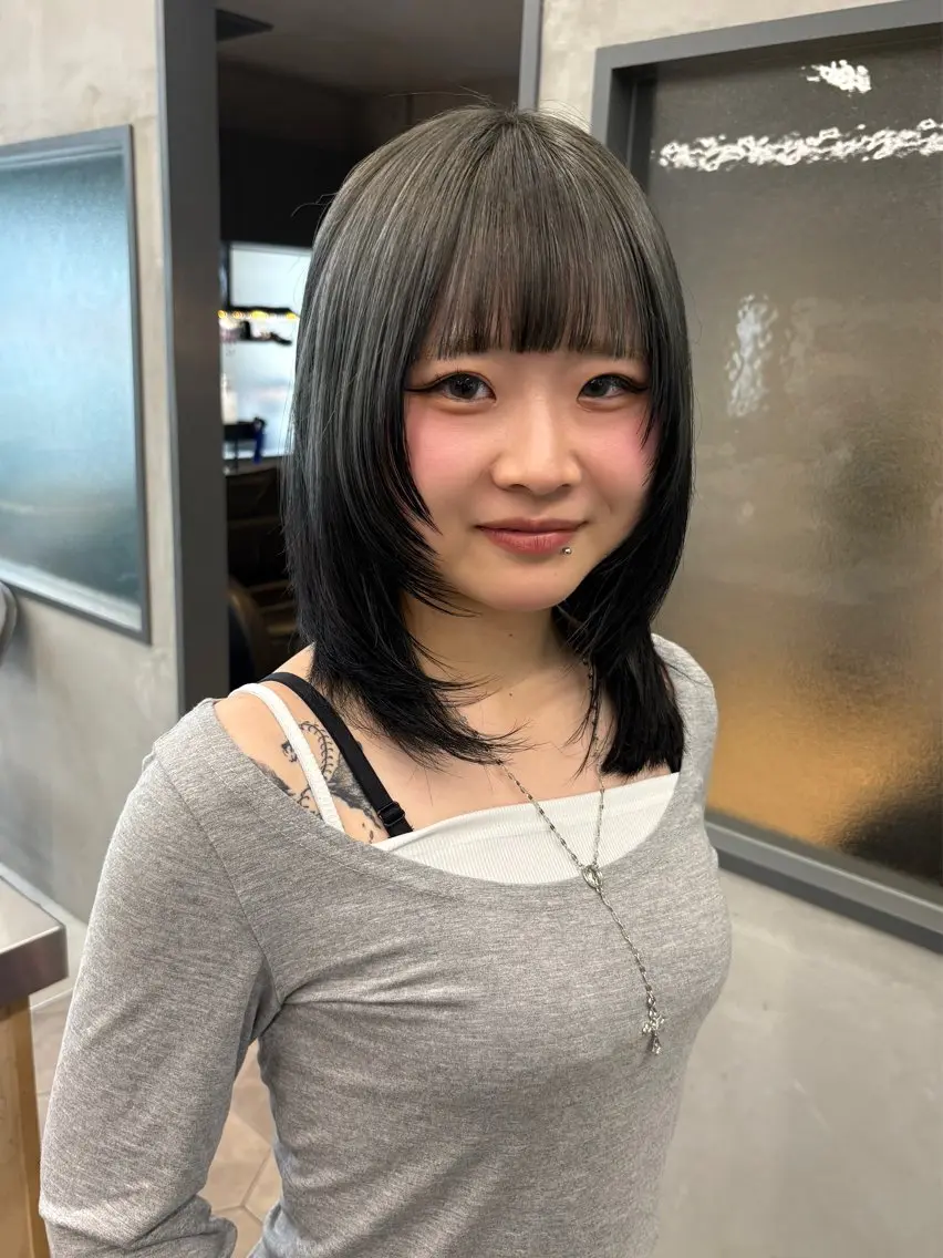 セミロング カラー カット ヘアカラー トリートメント Saki/レイヤー/ 柔色カラー/顔まわりのヘアスタイル
