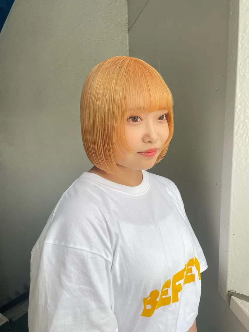 ミディアム カラー オレンジ ハイトーン/レイヤー 🌸さくらのヘアスタイル