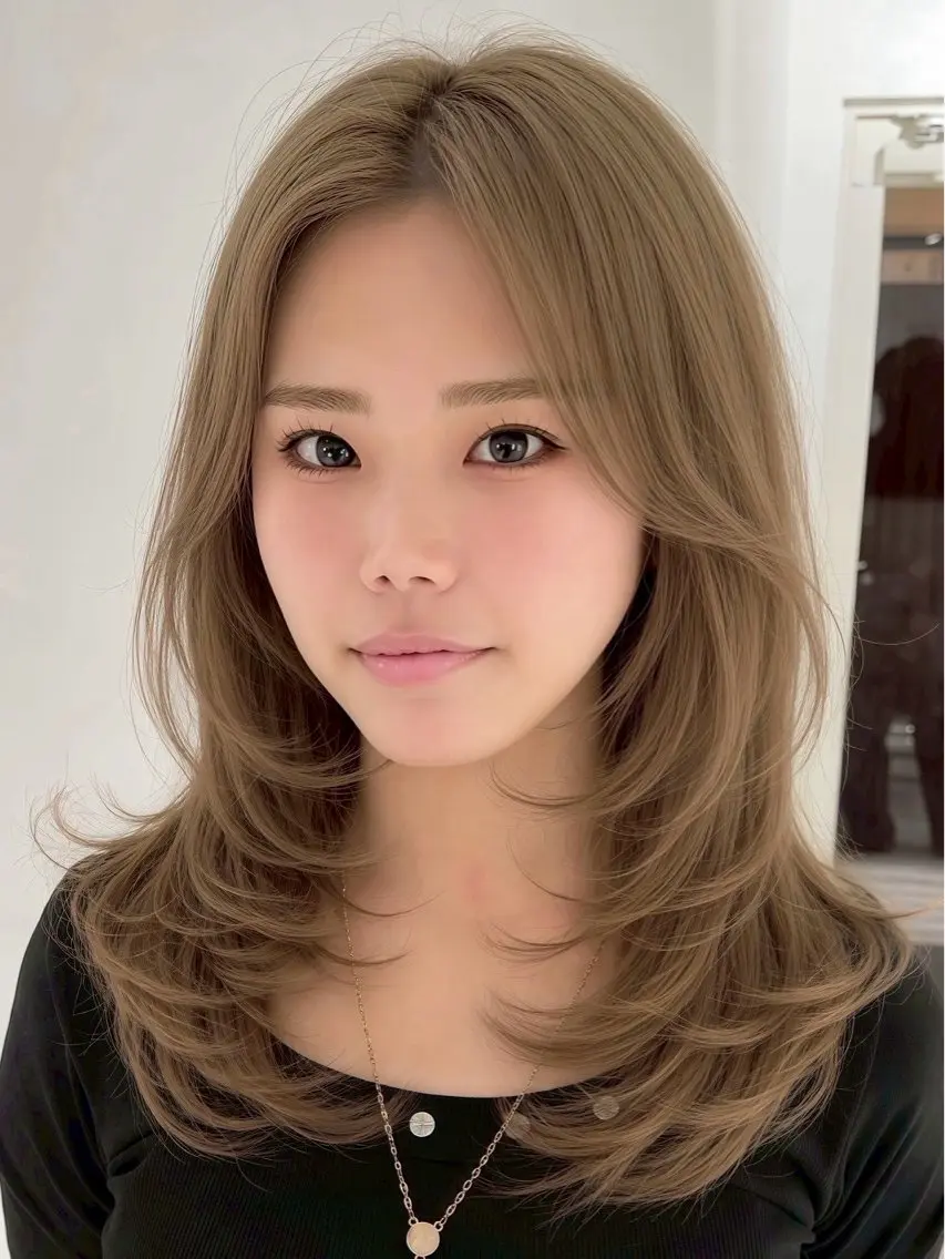 セミロング カラー レイヤーカット 北川大輔🌟 小顔レイヤーカットのヘアスタイル