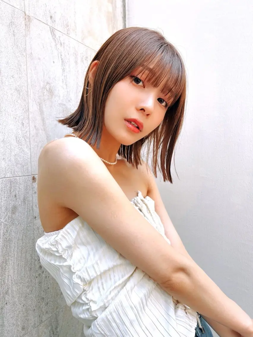 ミディアム カラー ボブ 髪質改善 外ハネヘア ✨🩷似合わせ🩷✨ ブリーチ🫰🏾前川のヘアスタイル