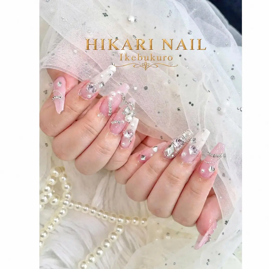 ネイル チークネイル 長さ出し フレンチネイル ガーリー ハロウィン ハンドネイル HikariNail Ikebukuroのネイルデザイン