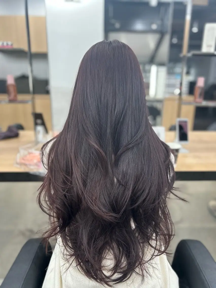 ロング ヘアカラー トリートメント 縮毛矯正/ブリーチな しラベンダー/心優のヘアスタイル
