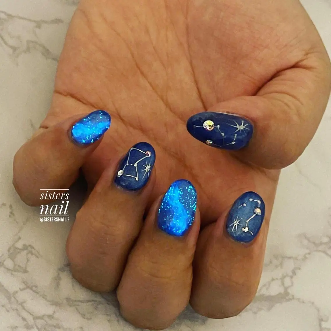 ネイル アートネイル キラキラネイル マグネットネイル ぷっくりネイル 夏ネイル sisters nail.fのネイルデザイン
