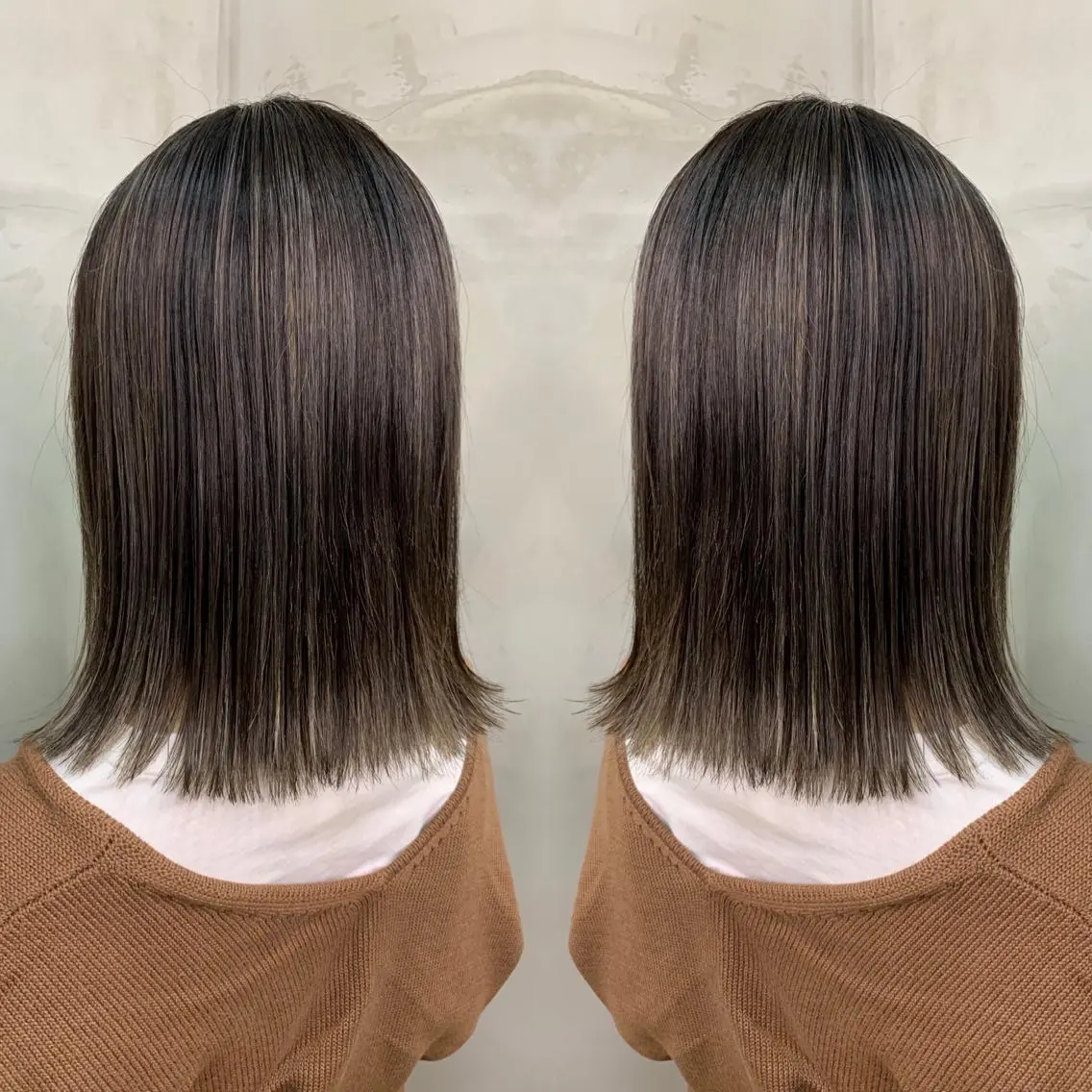 ミディアム カラー アッシュ バレイヤージュ ベージュカラー ブロンド ブルーカラー ヘアカラー レイヤーカット/ 艶カラー/RYOMAのヘアスタイル