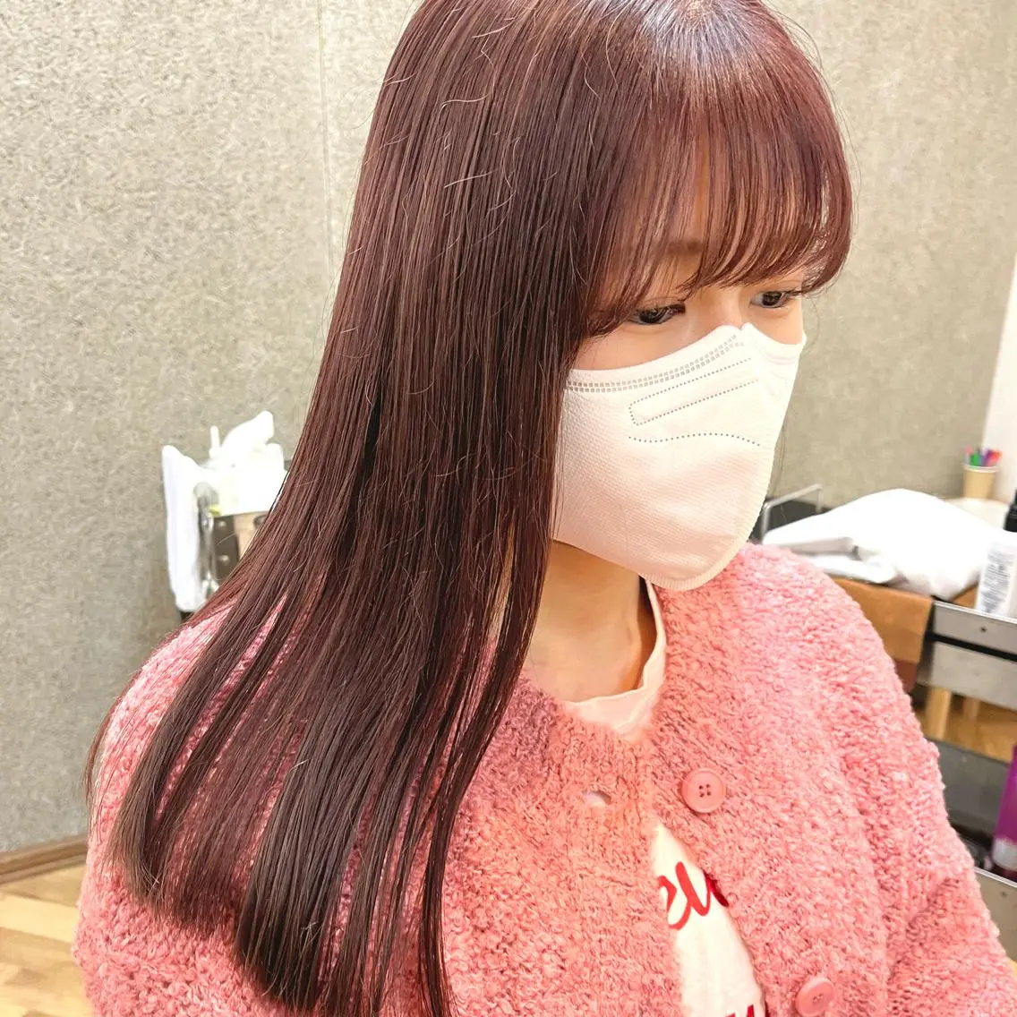 ロング カラー ベージュカラー ハイトーンカラー ピンクカラー ena/ブリーチなし 透明感・レイヤー🎀のヘアスタイル