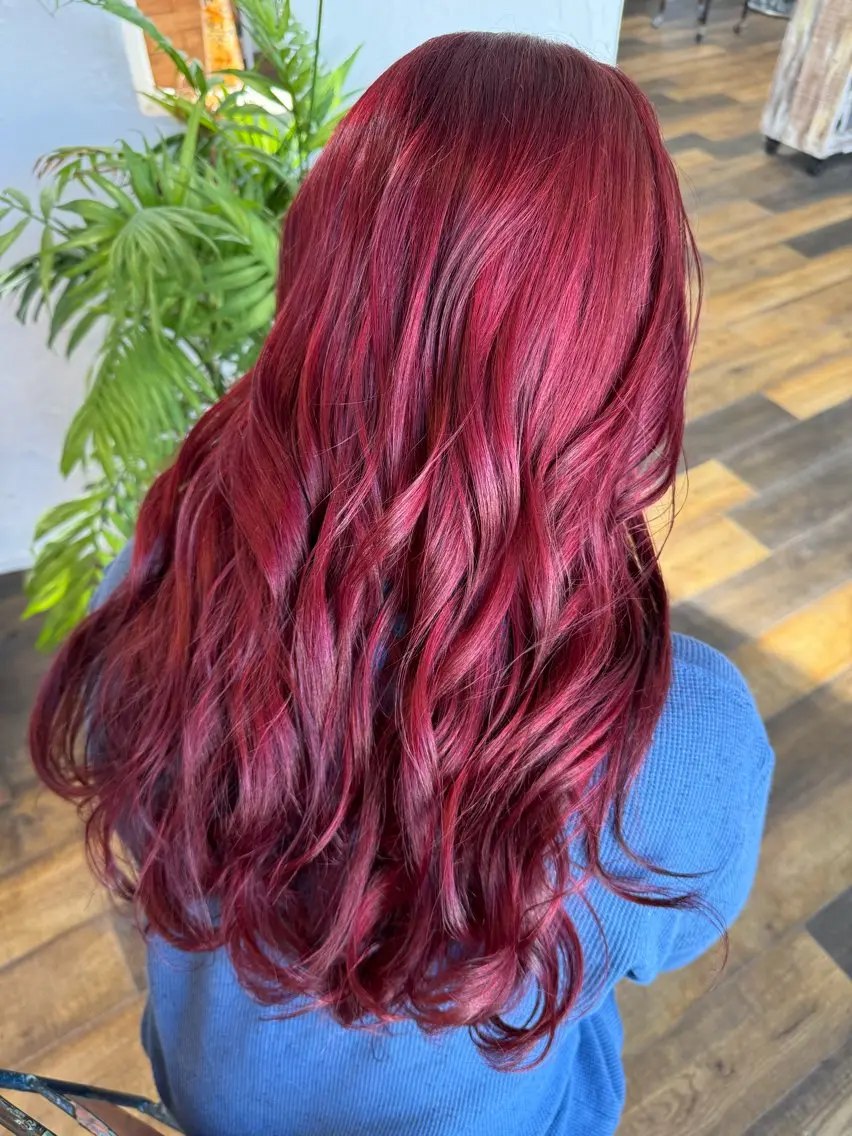 ロング カラー ブリーチ 透明感カラー ハイトーンカラー レッドカラー ヘアカラー 🌸小掛🌸 豊橋外国人風カラーのヘアスタイル