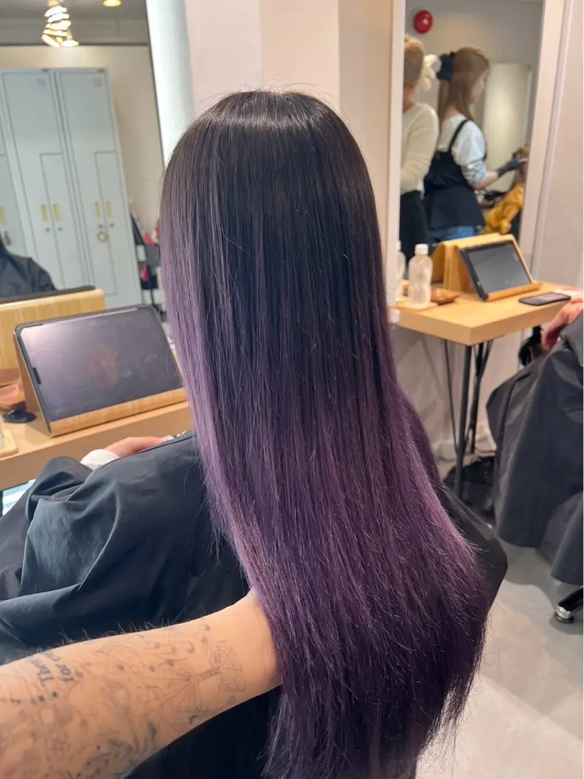ロング カラー バレイヤージュ ラベンダーカラー レイヤーカット 指名数No.1 /NAOYAのヘアスタイル