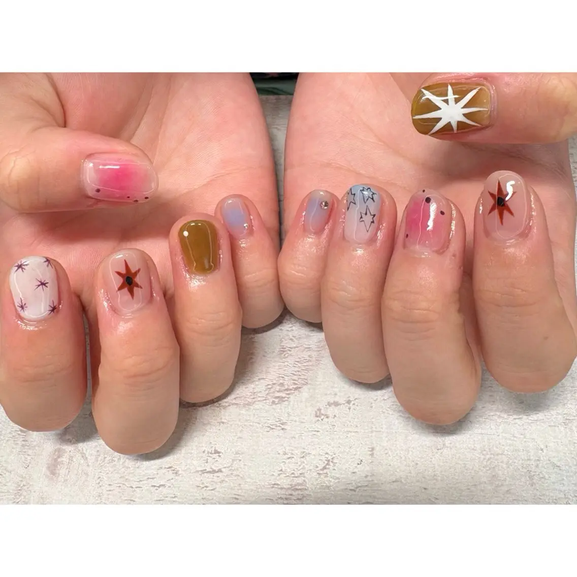 ネイル ハンドネイル 𖡼 yumenoのネイルデザイン