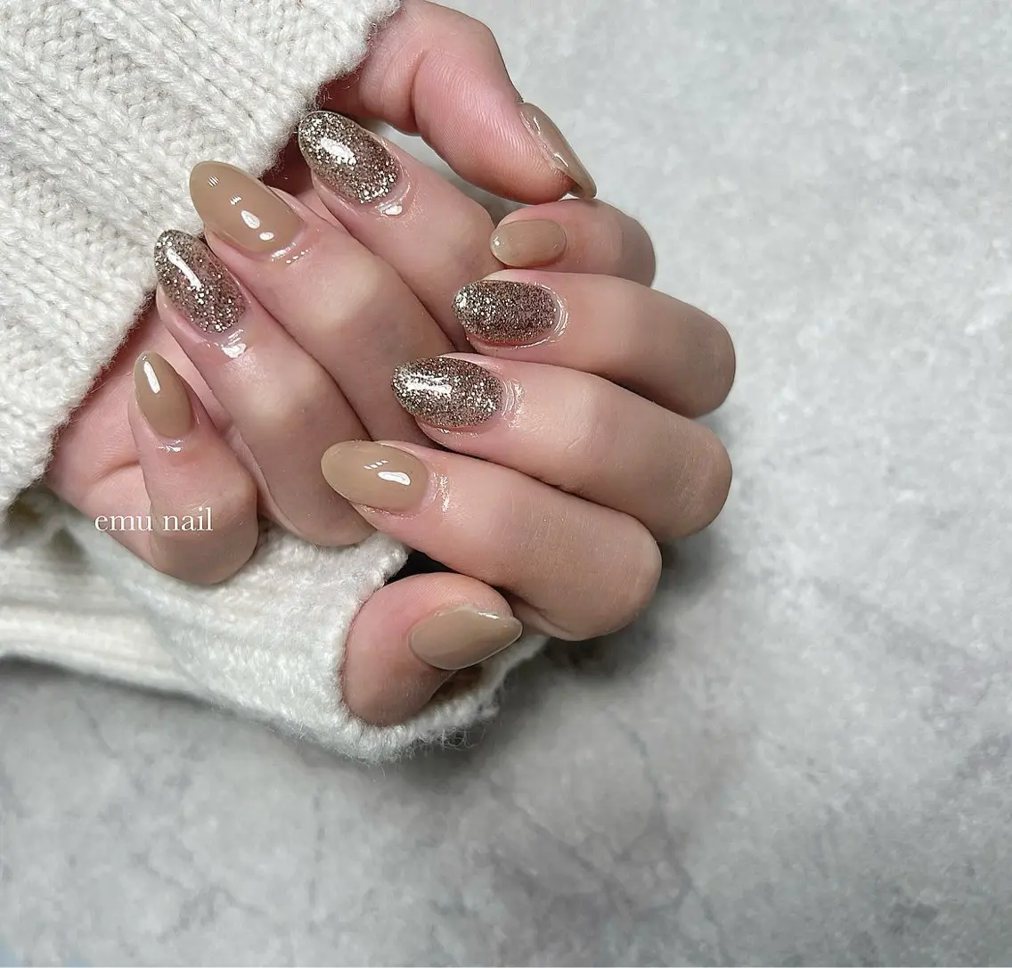 ネイル ラメ(グリッター) ワンカラーネイル emu nailのネイルデザイン