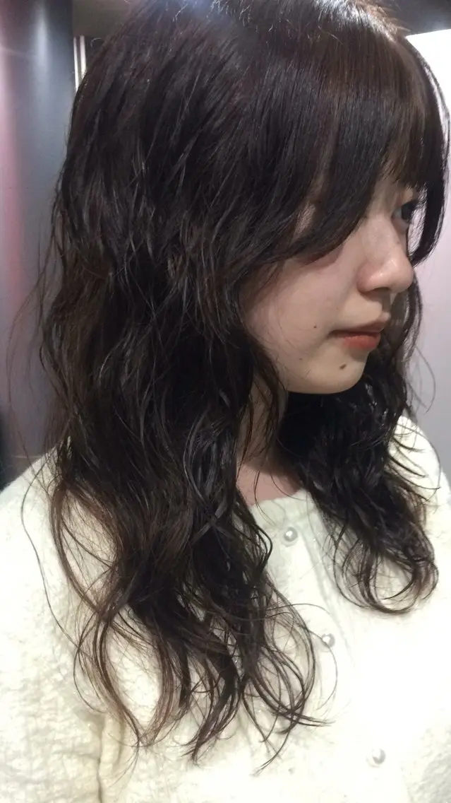 セミロング セミロングパーマ 似合わせカット カット パーマ 杏華レイヤー/ パーマ/ハイトーンのヘアスタイル
