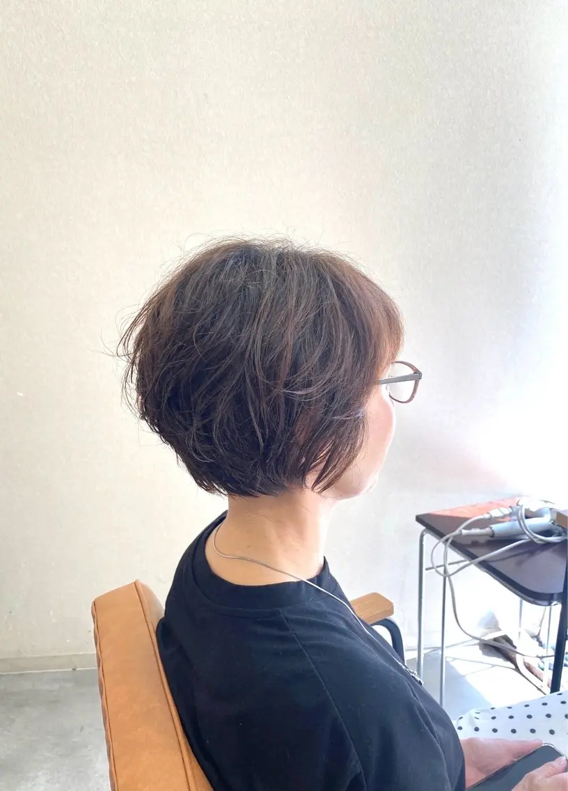 ショート くせ毛 ヘアカラー 酸性ストレート/ブリ ーチなしWカラー河本のヘアスタイル
