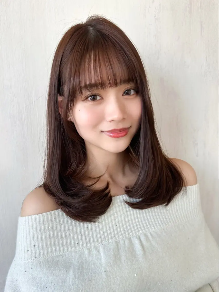 セミロング カット ヘアカラー トリートメント 顔周り/くびれヘア 韓国ヘア💕風間るなのヘアスタイル