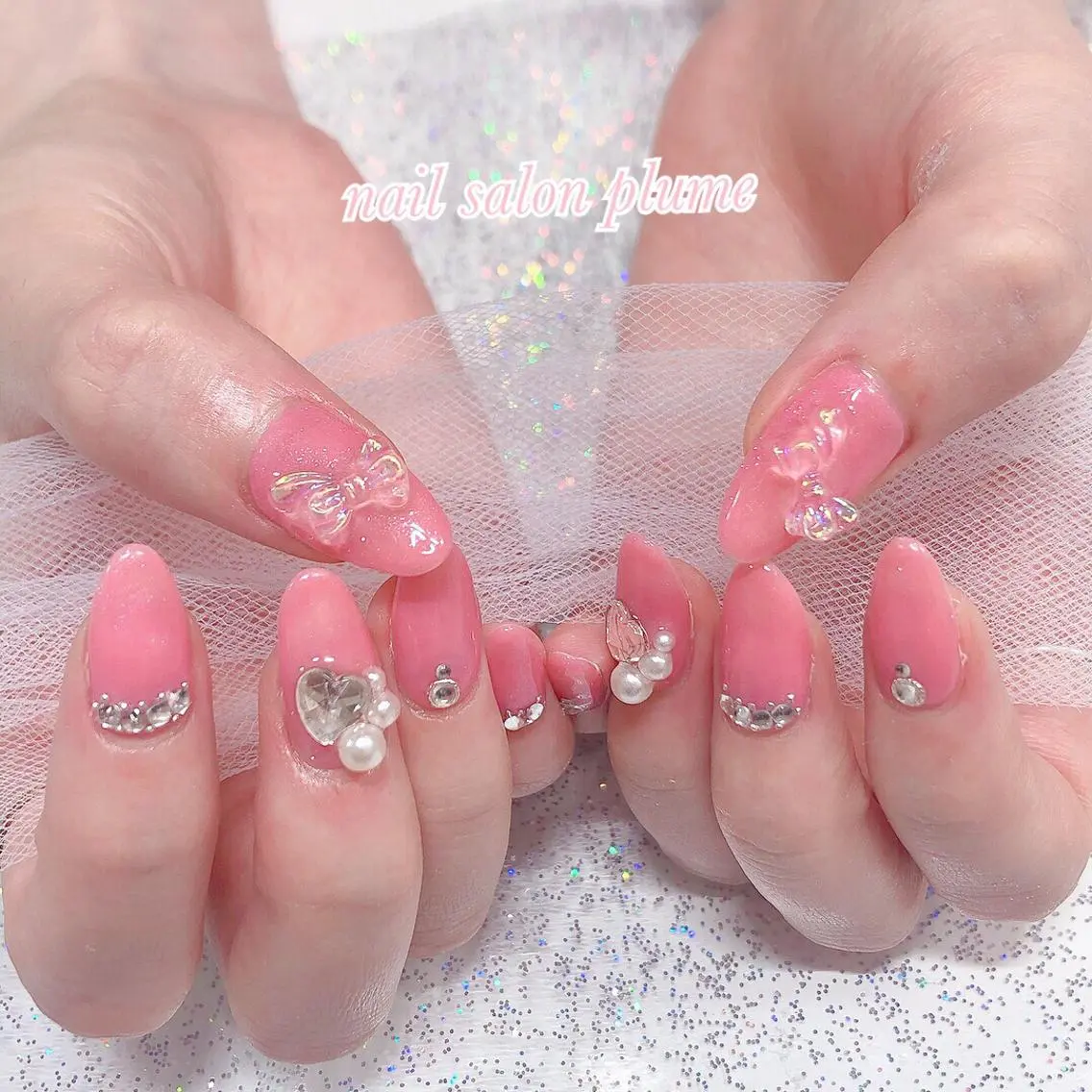 ネイル アートネイル オーロラネイル クリアネイル ハート 氷ネイル・うるうるネイル ハンドネイル plume nail ☆韓国ネイルのネイルデザイン