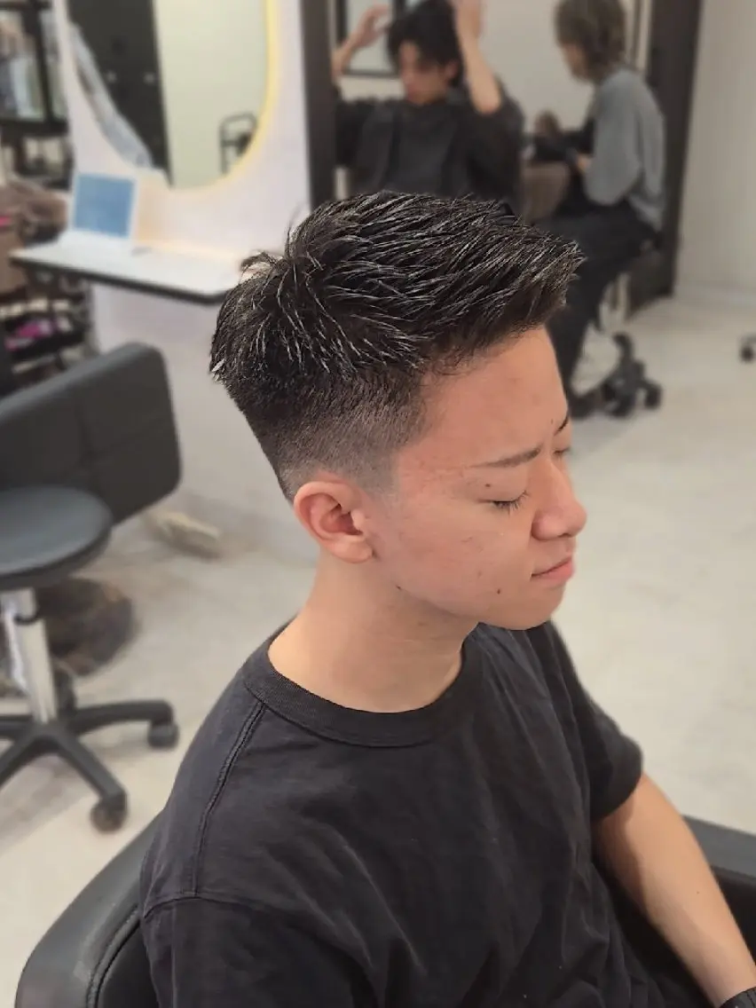 メンズ ショート アップバング ショートヘア カット ヘアセット LEN名古屋/パーマ 海外ヘア/メンズ特化のヘアスタイル