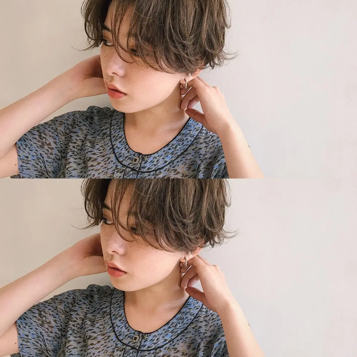 ショート カラー パーマ ヘアアレンジ ショートヘア 小顔カット カット ヘアセット 松田 亮葉のヘアスタイル