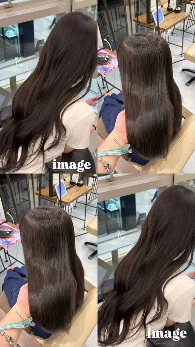 ロング カラー ブリーチ グレージュ ブリーチなしwカラー /艶カラー/oukaのヘアスタイル