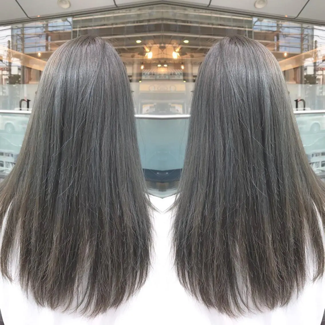 ロング カラー アッシュ ブルーカラー ブルーアッシュ イルミナカラー 青木 茂樹⭐️ 透明感カラーのヘアスタイル