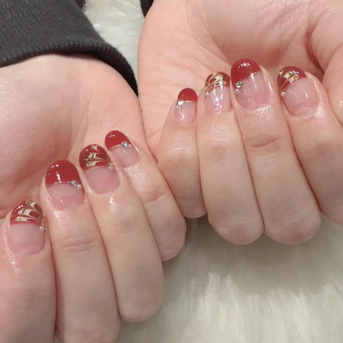 ネイル フレンチネイル ピーコックネイル ハンドネイル Kanai Harukaのネイルデザイン