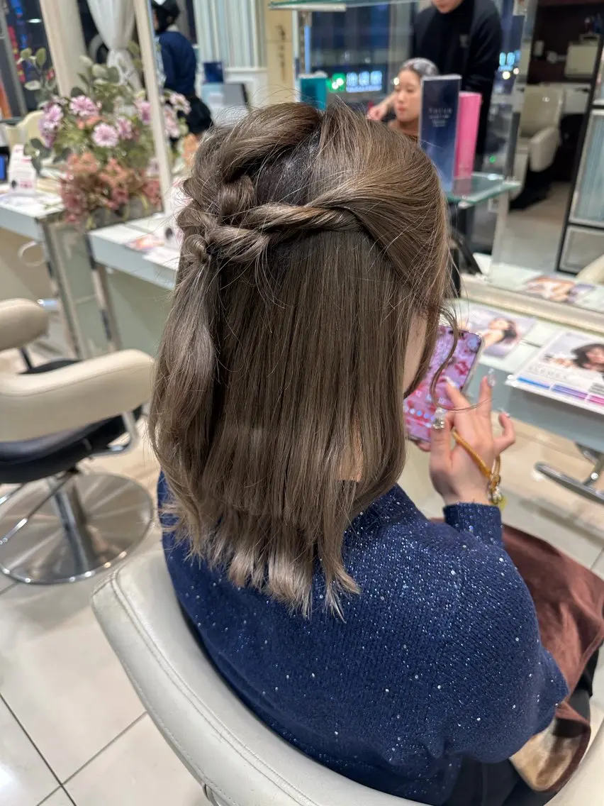 ミディアム ヘアアレンジ ハーフアップ 池袋/レディース/ カラー特化/さくらのヘアスタイル