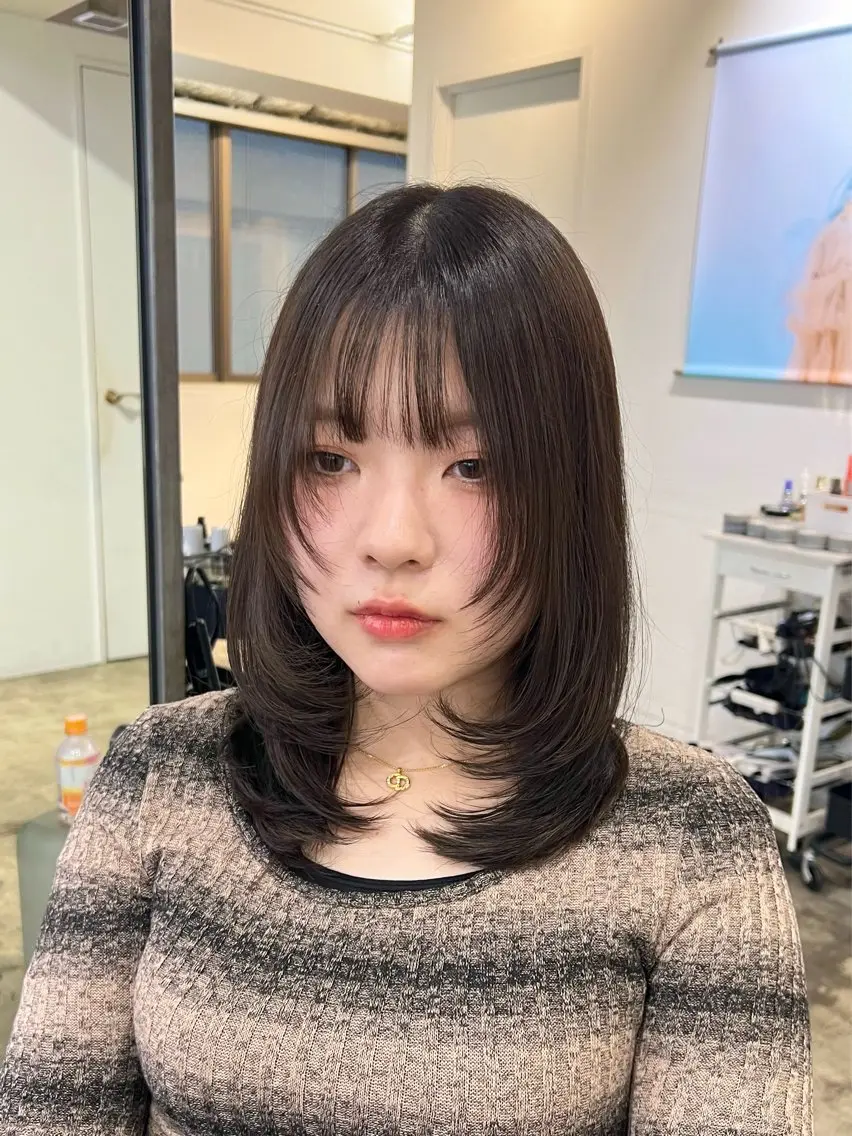ミディアム レイヤーカット 【韓国風くびれヘア】 joule小木曽輝のヘアスタイル