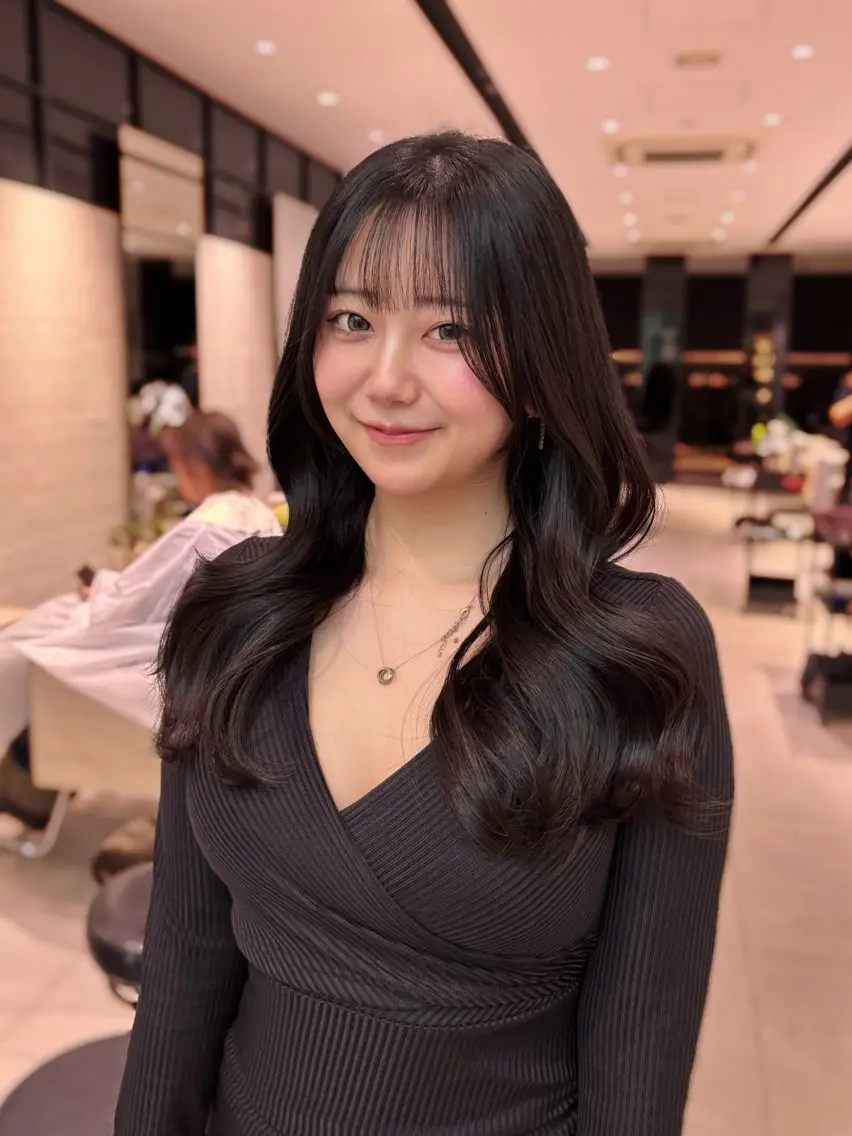 ロング カラー ロングレイヤー レイヤーカット ロング カット ヘアカラー トリートメント 銀座/韓国レイヤー/ 艶カラー🍓原田侑依のヘアスタイル