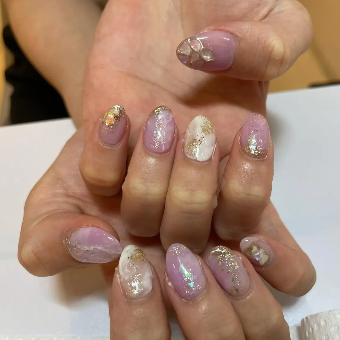 ネイル 持ち込み ニュアンスネイル パープル ハンドネイル MIUNail YUMIのネイルデザイン