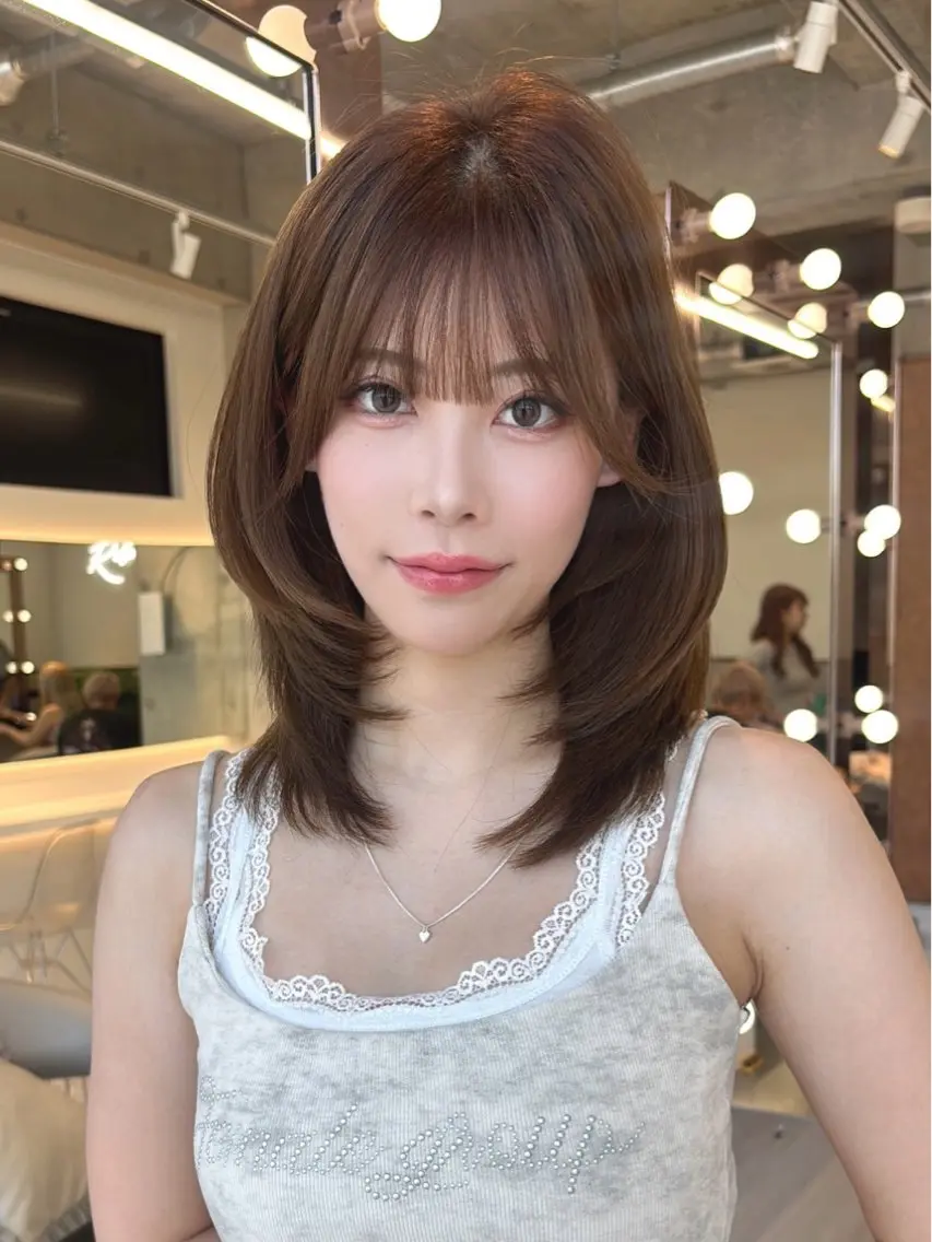 ミディアム ヘアカラー 🍒ブリーチなしカラ ー/Sakura🍒のヘアスタイル