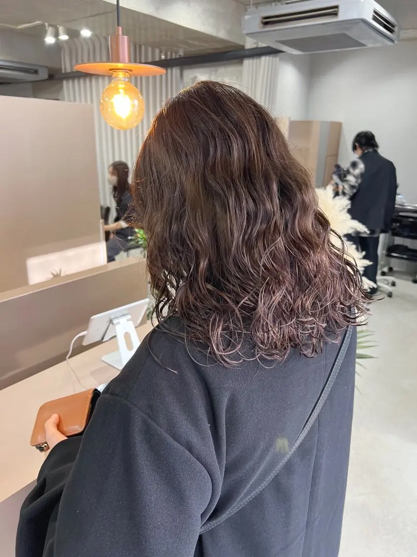 ミディアム パーマ カット パーマ トリートメント ボブパーマコテ巻き風 パーマNo1深江秀平のヘアスタイル