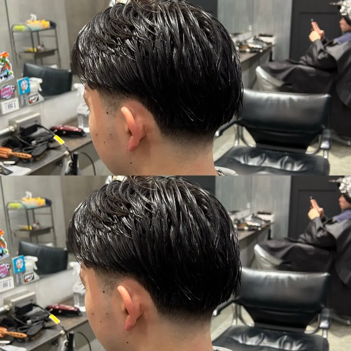 ミディアム メンズ フェードカット マッシュ カット 【明大前フェード/ メンズパーマ/岳】のヘアスタイル