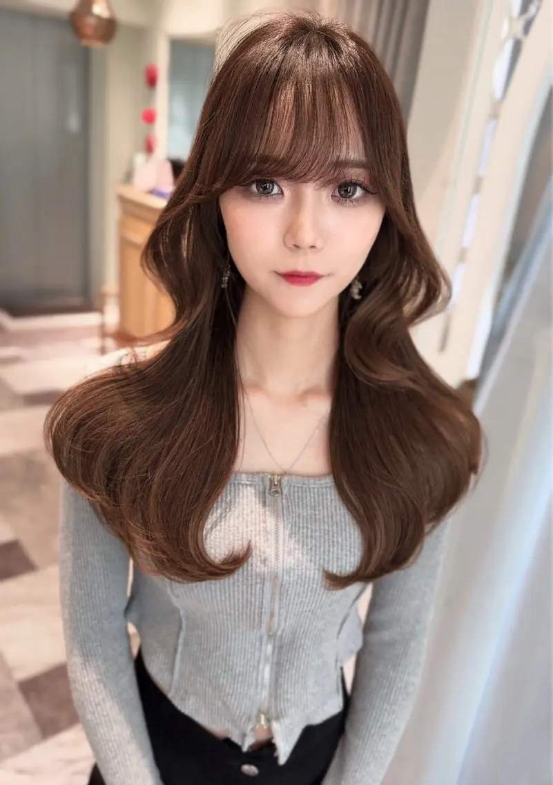 セミロング カラー ベージュカラー 黒髪 ブリーチ ブルーカラー ブルーブラック カット ヘアカラー トリートメント 木屋元一/透明感 /前髪/レイヤーのヘアスタイル