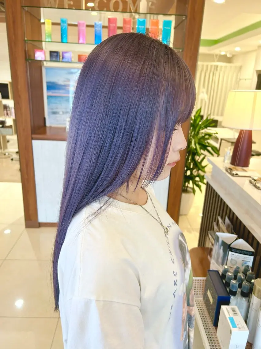 ロング カラー ラベンダーカラー 河口 勝博のヘアスタイル