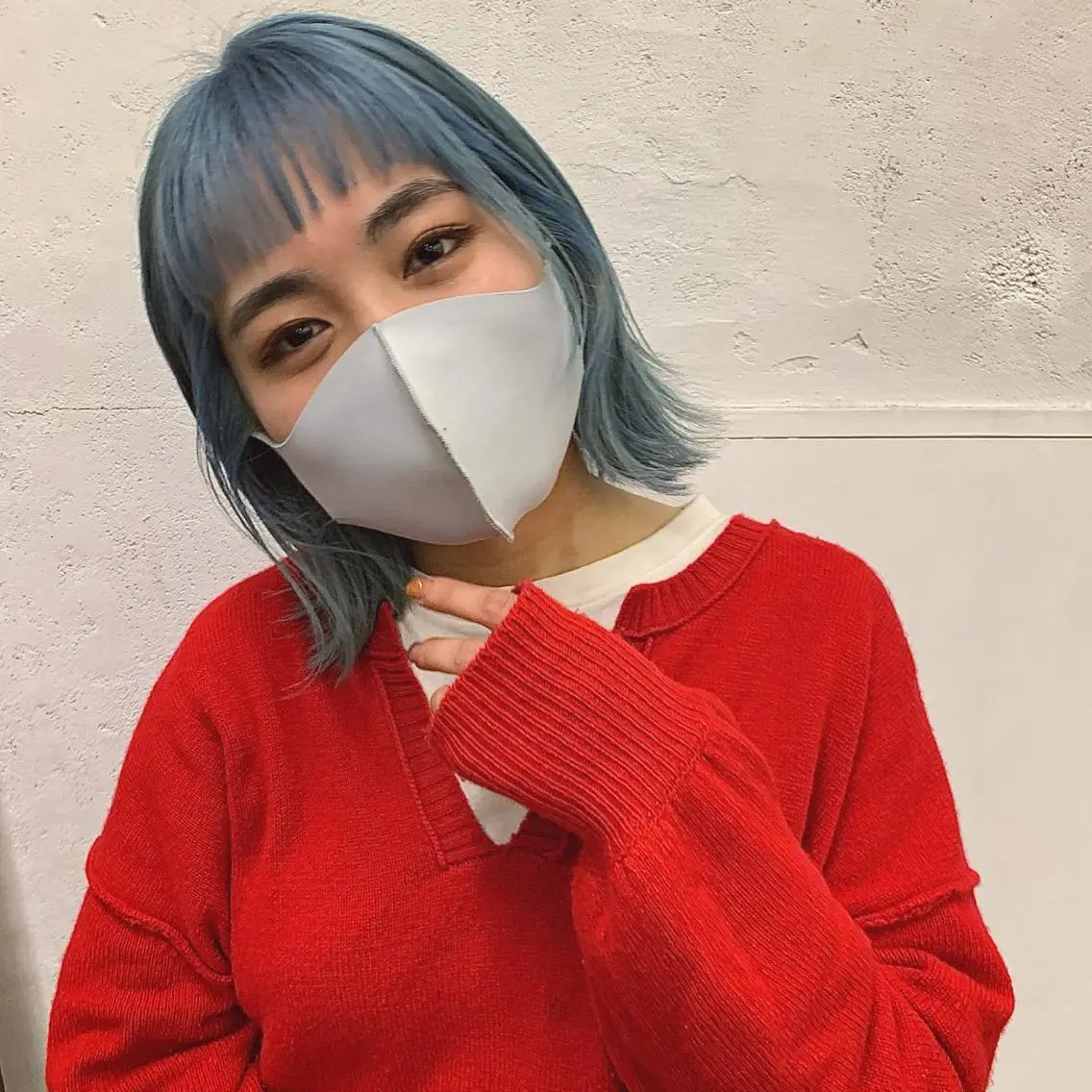 ミディアム カラー ブルーカラー ハッシュカット カシマハヤトのヘアスタイル