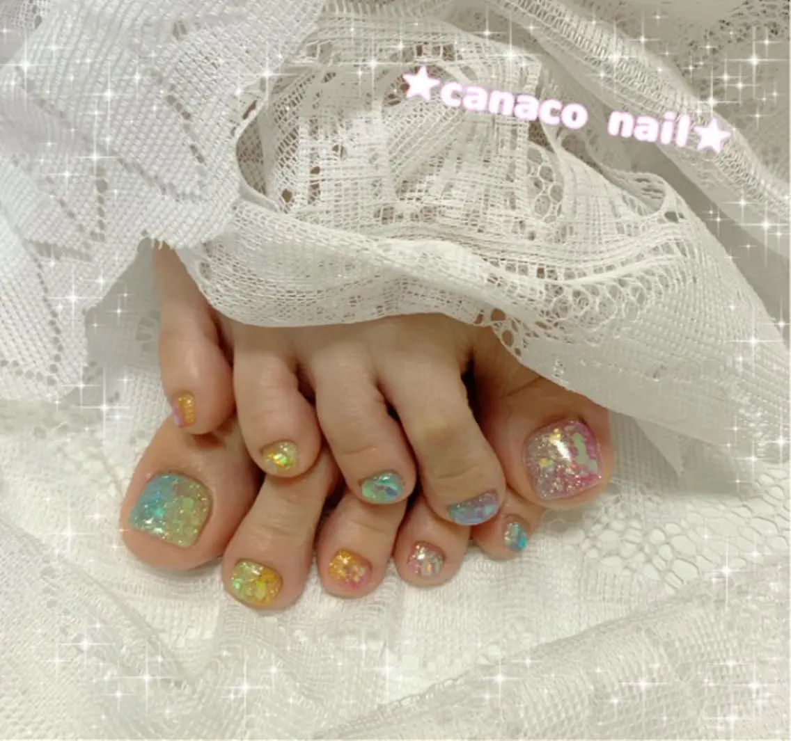 ネイル フットネイル ラメ(グリッター) ベテランネイル cnc  nailのネイルデザイン