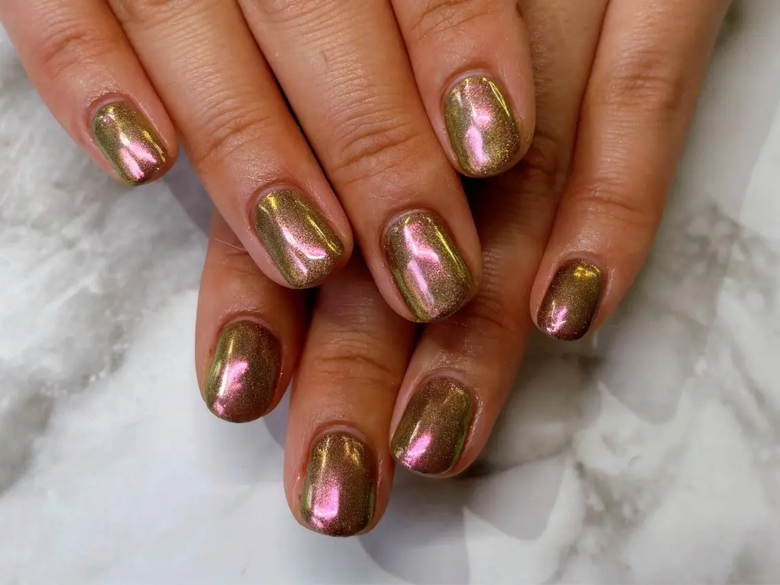 ネイル オーロラネイル ブラウン マグネットネイル ハンドネイル Lani🌈Nail Konatsuのネイルデザイン