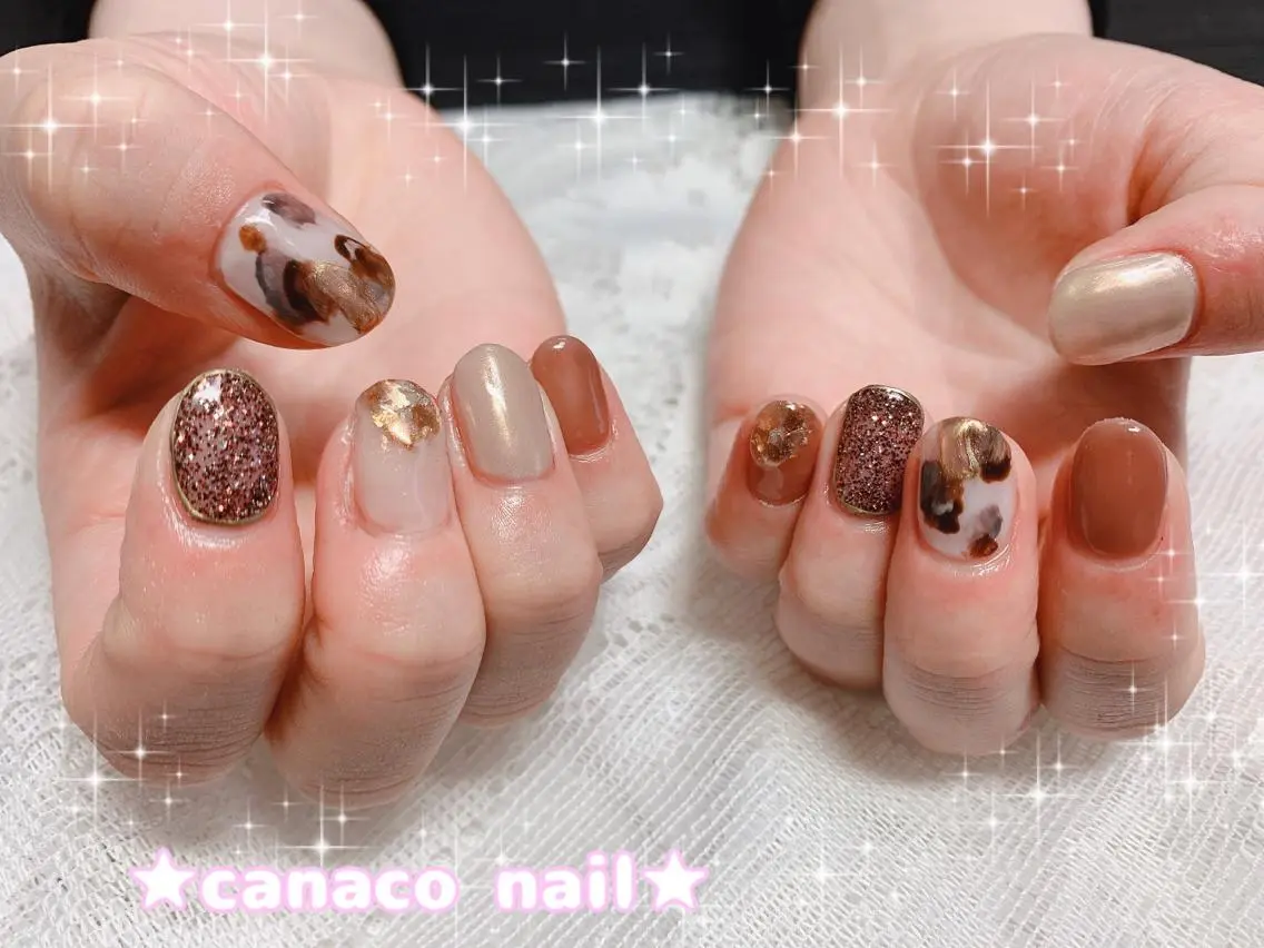 ネイル アートネイル ブラウン ジェルネイル マットネイル ミラーネイル ハンドネイル ハンドケア ベテランネイル cnc nailのネイルデザイン