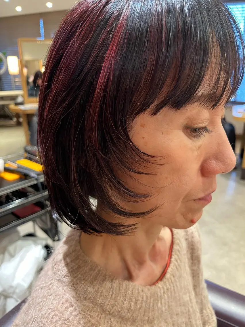 ショート カラー 顔周りカット レイヤーカット カット ヘアカラー トリートメント Amano Yukaのヘアスタイル