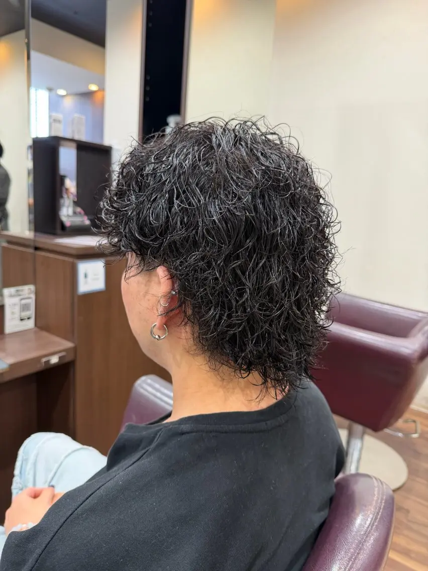 パーマ メンズ マッシュウルフ マッシュ メンズパーマ ツイストスパイラルパーマ メンズウルフカット カット パーマ 仲井 充のヘアスタイル