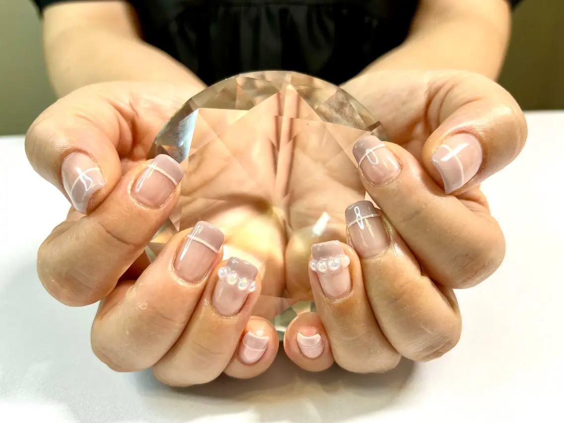 ネイル フレンチネイル 持ち込み オフィスネイル シンプルネイル ハンドネイル プライベートサロン N's Nailのネイルデザイン
