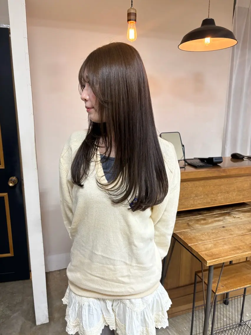 ロング カラー カット ヘアカラー トリートメント 縮毛矯正ボブ&顔まわ レイヤー♡TOMOEのヘアスタイル