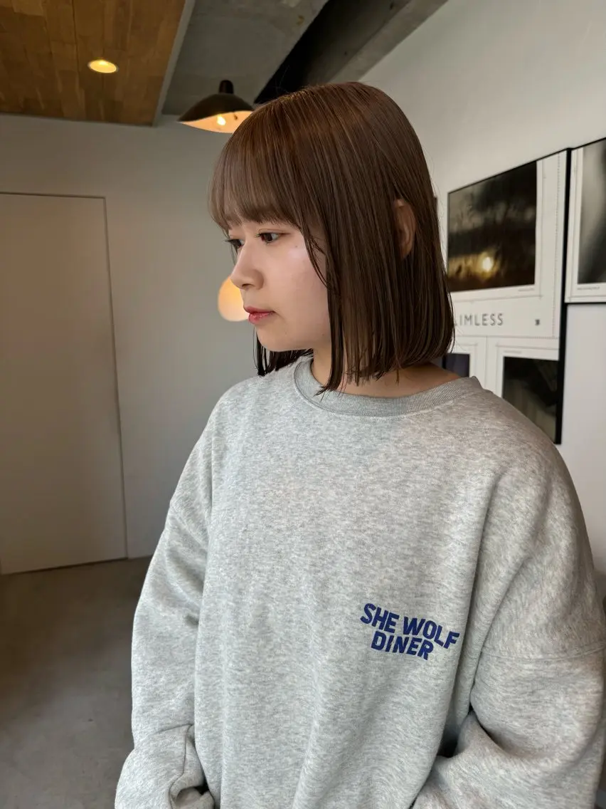 ミディアム カット ヘアカラー トリートメント ベージュカラー/新潟 カラー特化/落合優吾のヘアスタイル