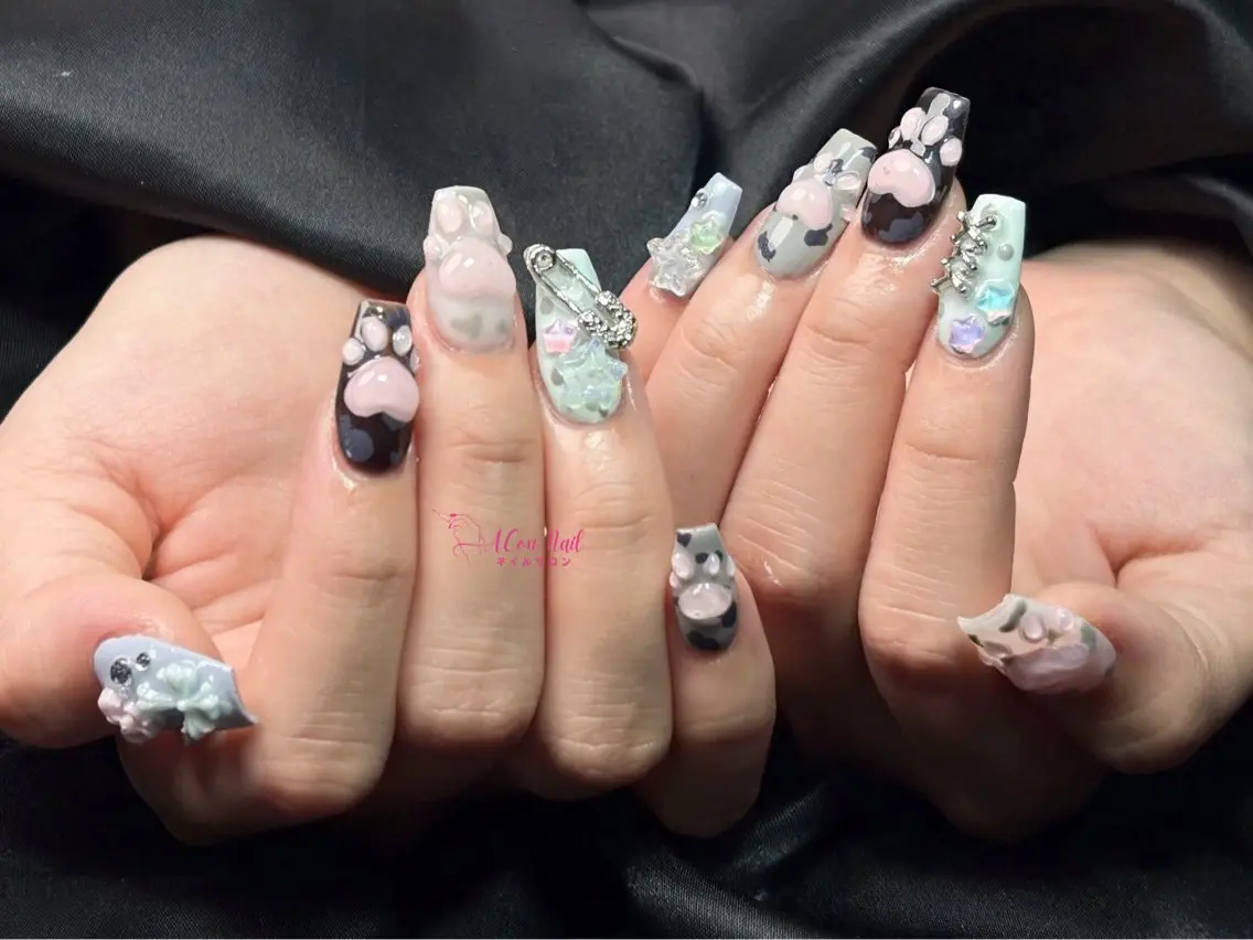 ネイル 桜ネイル 長さ出し フラワーネイル フレンチネイル ジェルネイル ハンドネイル ACon NailSalonのネイルデザイン