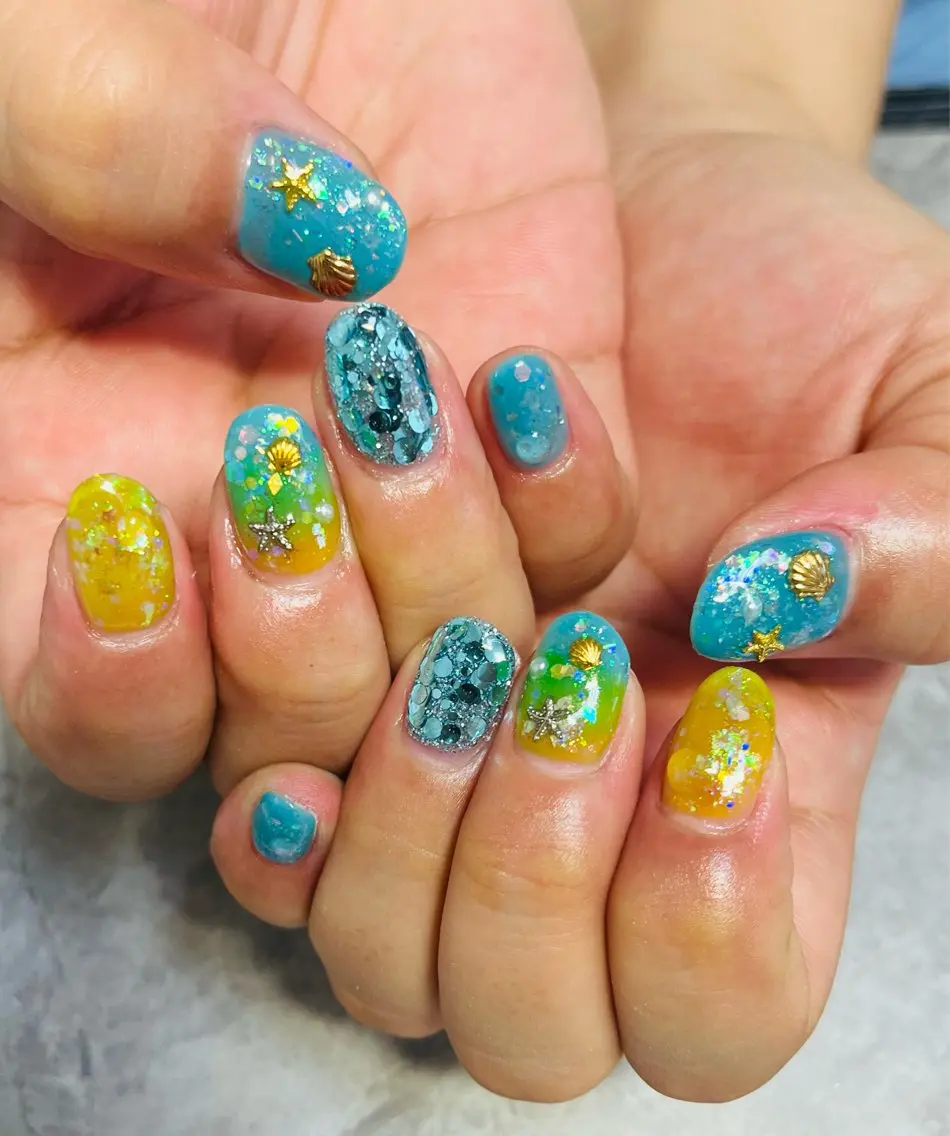 ネイル 夏ネイル ハンドネイル ハンドケア ベテランネイル cnc nailのネイルデザイン