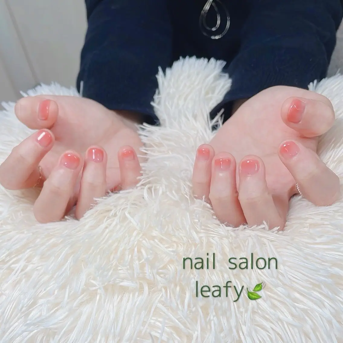 ネイル グラデーション オレンジ ショートネイル ネイルサロン leafyのネイルデザイン
